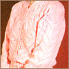 Розовая ажурная кофточка с узором «листья» - www.klubochek.org